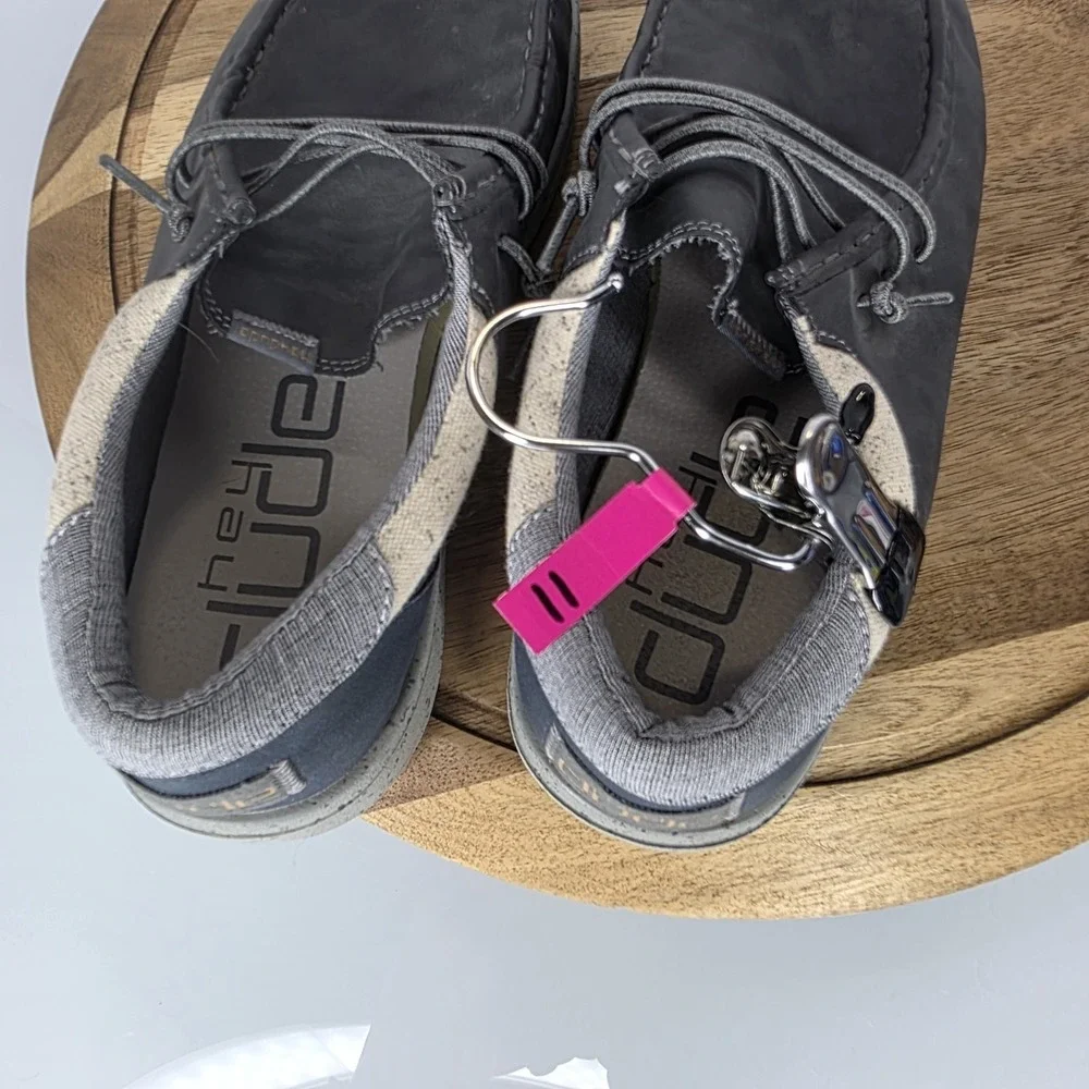 HEY DUDE SHOES Paul - Grey Men's Size 11 Craft Leather Gray/Blue
